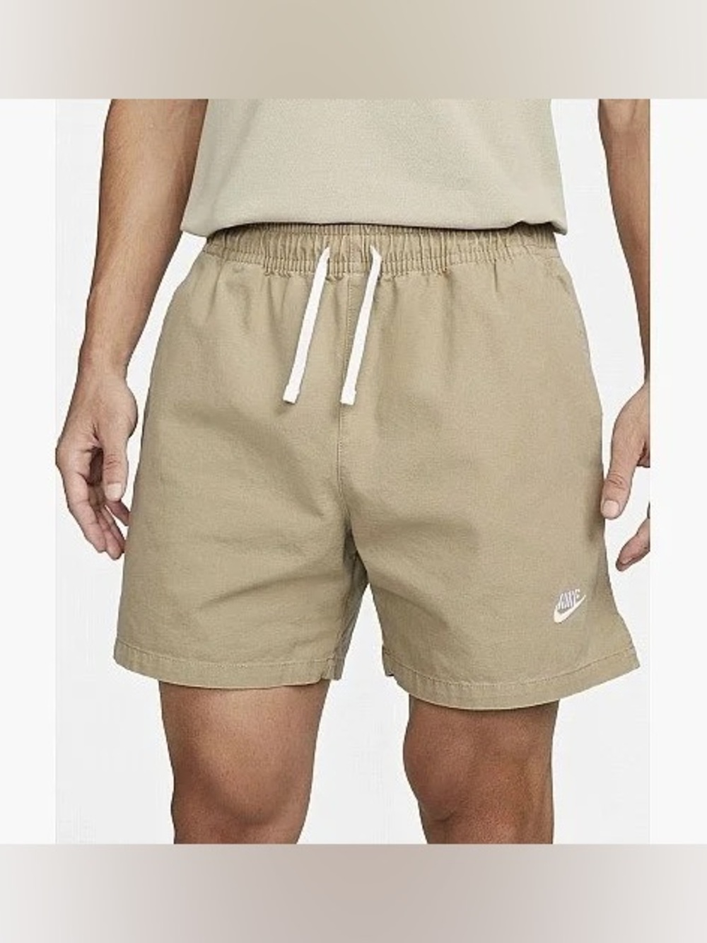 Nike Club Washed Woven Shorts Khaki 100% Cotton